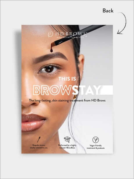 BrowStay Hybrid Poster (A4) BrowStay Hybrid Dieses A4-Werbeplakat für Salons eignet sich perfekt, um Ihre Kunden darauf aufmerksam zu machen, dass Sie die trendigen und gefragten HD Brows BrowStay Hybrid Dye-Behandlungen anbieten. Inhalt 1 Stück HD Brows