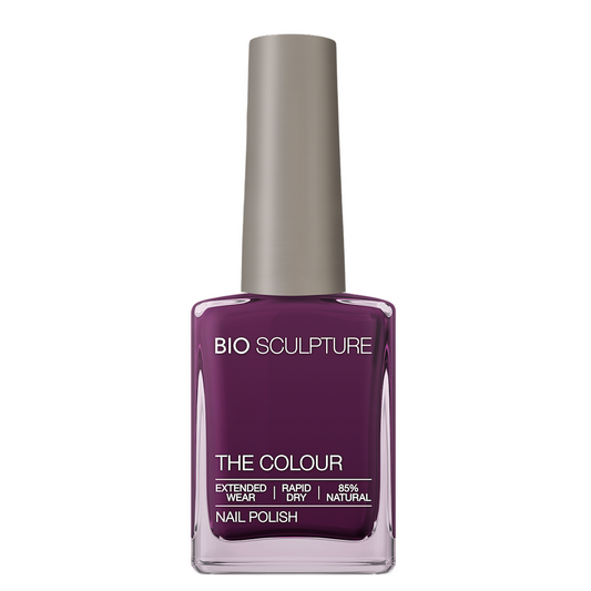 Pinotage Nail Polish – Bio Sculpture Produktflasche; Farbton ein anspruchsvolles Weinbraun mit dezenten traubenfarbenen Untertönen