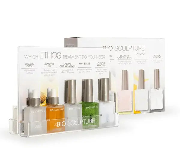 ETHOS-Kit mit Ständer ETHOS Aufgrund der großen Nachfrage haben wir ein ETHOS-Kit eingeführt! Dieses Paket ist mit allen 10 ETHOS-Produkten in einer wunderschön bedruckten Box und einem Ständer vorverpackt. Das ETHOS-PAKET beinhaltet alle 10 ETHOS-Produkt