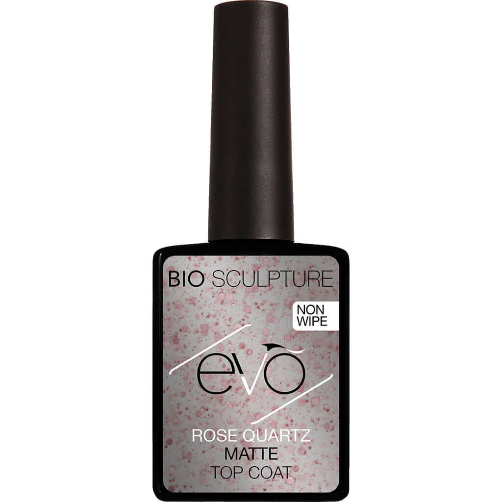 EVO Rose Quartz Matte Top Coat EVO Base Weicher Gel-Überlack mit mattem Finish und roségoldenen Glitzerstücken Nageltyp: Alle Nageltypen Anwendung: Ihr Evo Matte Top Coat ist Ihre letzte Schicht eines Bio Sculpture BIOGEL oder einer Evo Gel-Maniküre. Sehr