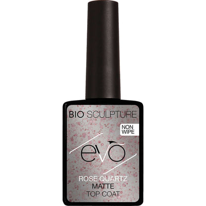 EVO Rose Quartz Matte Top Coat EVO Base Weicher Gel-Überlack mit mattem Finish und roségoldenen Glitzerstücken Nageltyp: Alle Nageltypen Anwendung: Ihr Evo Matte Top Coat ist Ihre letzte Schicht eines Bio Sculpture BIOGEL oder einer Evo Gel-Maniküre. Sehr