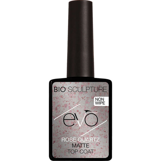 EVO Rose Quartz Matte Top Coat EVO Base Weicher Gel-Überlack mit mattem Finish und roségoldenen Glitzerstücken Nageltyp: Alle Nageltypen Anwendung: Ihr Evo Matte Top Coat ist Ihre letzte Schicht eines Bio Sculpture BIOGEL oder einer Evo Gel-Maniküre. Sehr