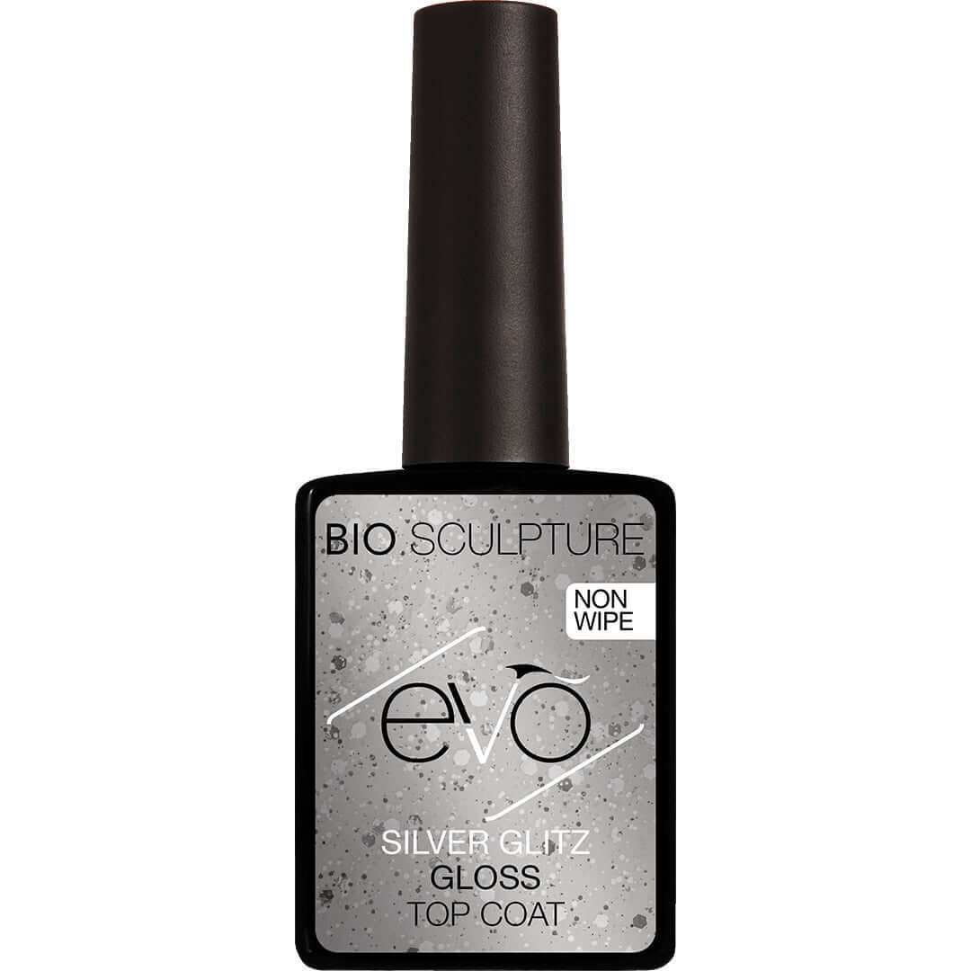 EVO Silver Glitz Gloss Top Coat EVO Base Glänzender Gel-Decklack mit silbernen Glitzerstücken Nageltyp: Alle Nageltypen Anwendung: Ihr Evo Gloss Top Coat ist Ihre letzte Schicht eines Bio Sculpture BIOGEL oder Evo Gel Manciure. Dünn und gleichmäßig auftra
