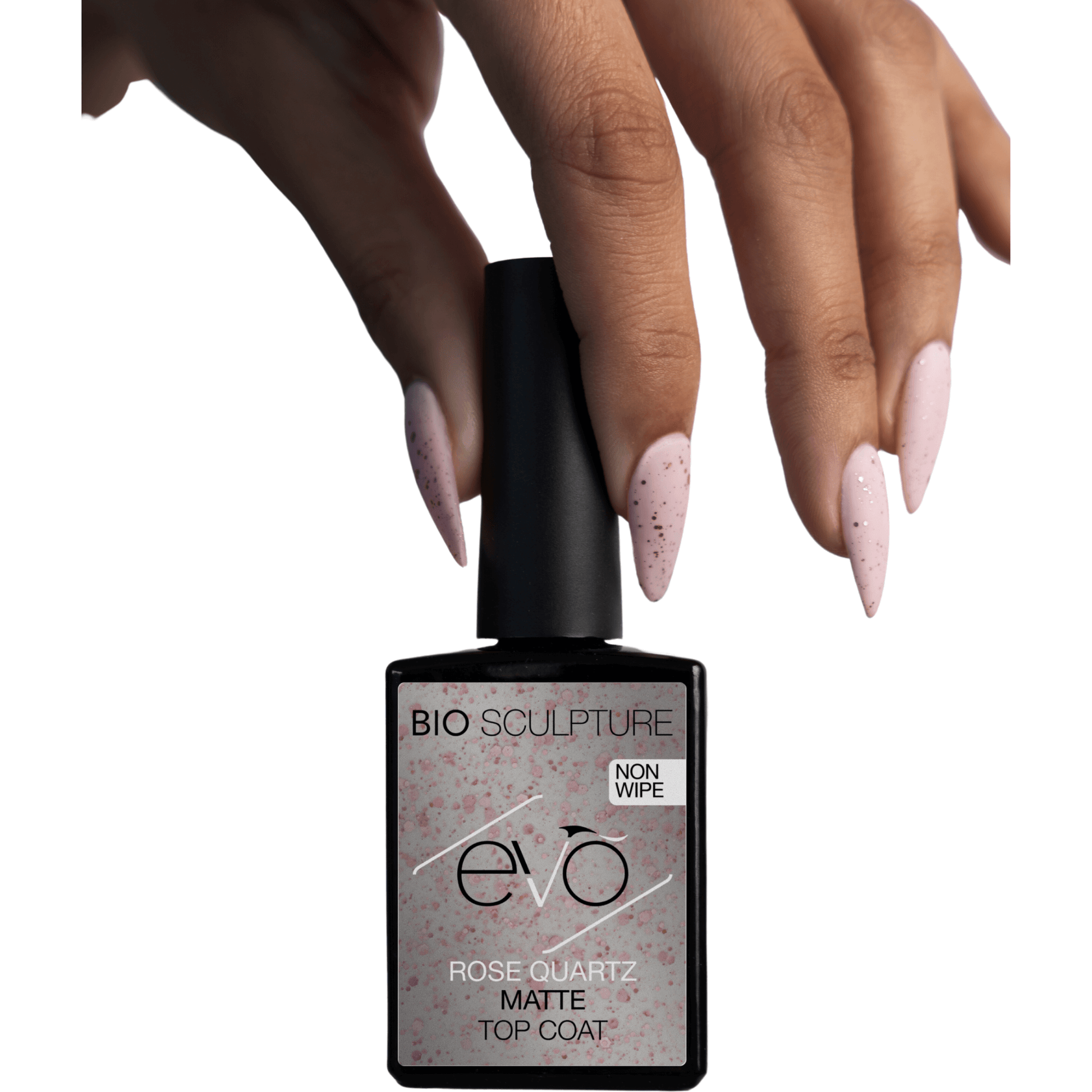 EVO Rose Quartz Matte Top Coat EVO Base Weicher Gel-Überlack mit mattem Finish und roségoldenen Glitzerstücken Nageltyp: Alle Nageltypen Anwendung: Ihr Evo Matte Top Coat ist Ihre letzte Schicht eines Bio Sculpture BIOGEL oder einer Evo Gel-Maniküre. Sehr
