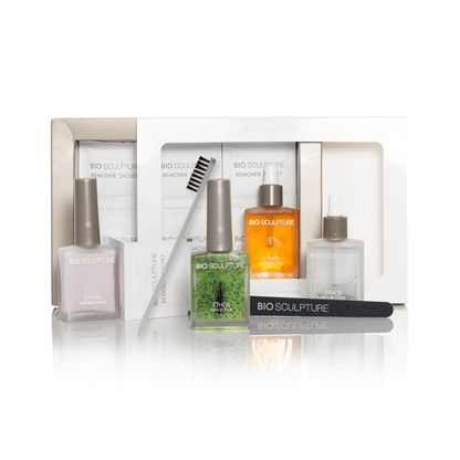 ETHOS Home Care Pack ETHOS Das ETHOS Home Care Pack enthält 1x Kiwi Scrub1x Vitamin Dose1x Almond Oil1x Lavender Base1x Thin Black file10x Gel Remover Sachets Bio Sculpture