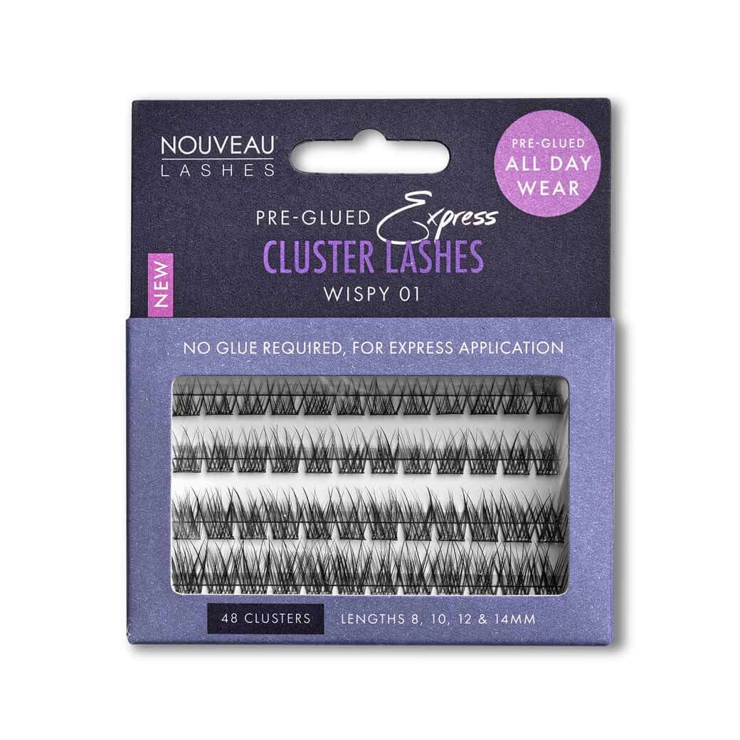 Vorgeklebte Express-Cluster-Wimpern (Wispy 01) Lash Extensions Diese vorgeklebten Wimpernbüschel sind ideal für Express-Behandlungen oder den Verkauf im Salon und sorgen für einen zarten Look, den Sie den ganzen Tag über tragen können. 1 x Packung mit 48