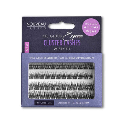 Vorgeklebte Express-Cluster-Wimpern (Wispy 01) Lash Extensions Diese vorgeklebten Wimpernbüschel sind ideal für Express-Behandlungen oder den Verkauf im Salon und sorgen für einen zarten Look, den Sie den ganzen Tag über tragen können. 1 x Packung mit 48