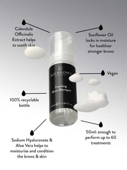 Foaming Brow Shampoo HD Brows Schäumendes Augenbrauen Shampoo Das schäumende Augenbrauenshampoo ist die perfekte Vorbereitung auf alle Ihre HD Brows-Behandlungen. Die Formel befreit die Augenbrauen nicht nur effektiv von Make-up und Unreinheiten, sondern