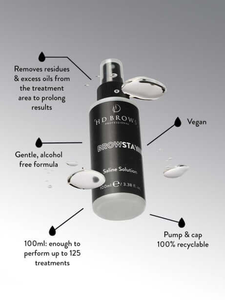 BrowStay Saline Solution BrowStay Hybrid BrowStay-Kochsalzlösung Die BrowStay-Salzlösung ist ein wesentlicher Vorbereitungsschritt bei Ihren BrowStay-Hybridbehandlungen, um länger anhaltende Ergebnisse zu erzielen. Diese sanfte, alkoholfreie Formel wird i