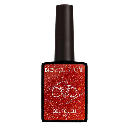 0138 LEXI- EVO EVO EVO GellackFunkelndes rotes Glittergel Hergestellt in Südafrika.EVO by Bio Sculpture Bio Sculpture