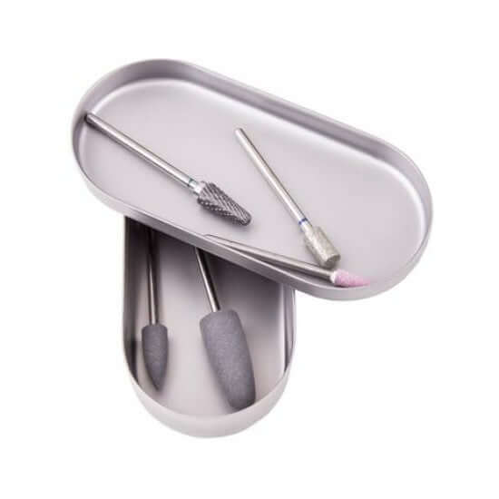 Bits Container mit Deckel Instrumente & Zubehör Container Edelstahl Nagelbohraufsätze Maniküre WerkzeugBewahren Sie alle Ihre hochwertigen Bits in unserer praktischen Bit-Box auf.Kann zur Desinfektion und Aufbewahrung von Instrumenten verwendet werden. ST