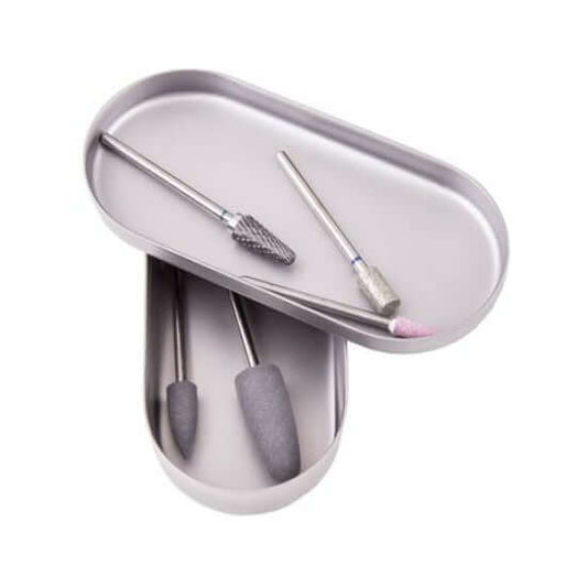 Bits Container mit Deckel Instrumente & Zubehör Container Edelstahl Nagelbohraufsätze Maniküre WerkzeugBewahren Sie alle Ihre hochwertigen Bits in unserer praktischen Bit-Box auf.Kann zur Desinfektion und Aufbewahrung von Instrumenten verwendet werden. ST