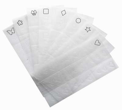 Nail Art Schablonen Stencils (Pack of 8) Nail Art Inhalt: 8 verschiedene Nail Art Schablonen: 1x Schmetterling 1x Blüte 1x Schleife 1x Quadrat 1x Raute 1x Kreis 1x Stern 1x Herz Bio Sculpture
