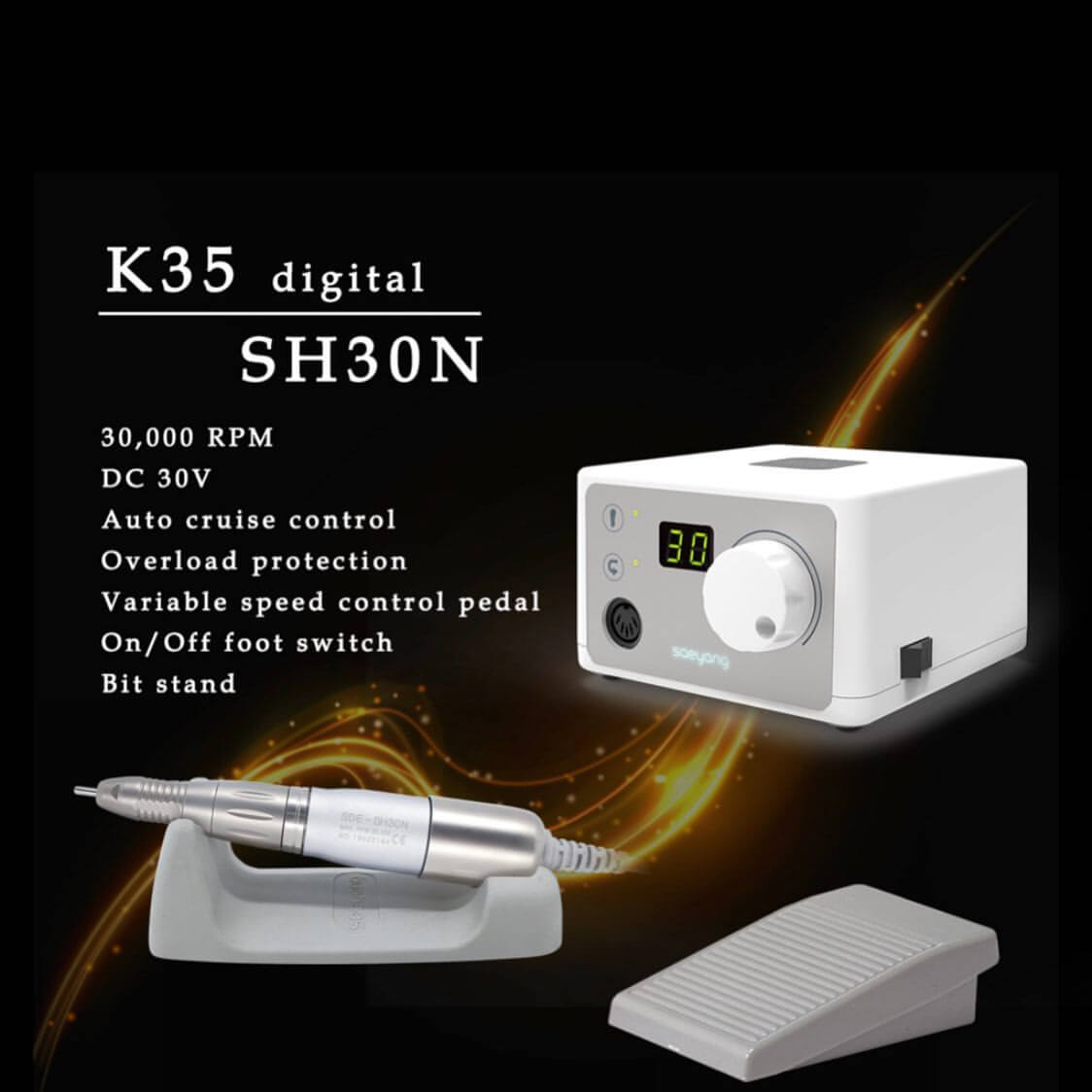 SET Marathon K35 Digital + SH30N + SFP27 Nagelfräser & Tools Marathon K35 Digital + SH30N + SFP27Modern, leise, vibrationsfrei und langlebig - so würden wir die Saeyang K35 beschreiben. Diese elektrische Tischfeile verfügt über eine integrierte digitale D