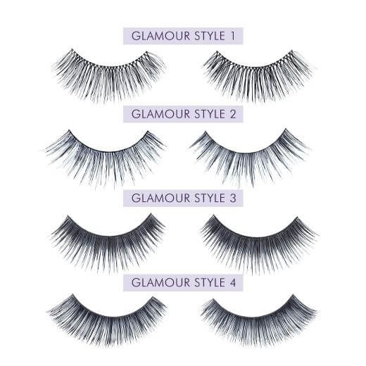 Strip Lashes Glamour Style 1 - 4 Strip Lashes Wiederverwendbare Premium-Qualität Strip Lashes mit geringem Gewicht für eine maximale Länge und schönes Volumen. Sie Strip Lashes unterstützen die natürlichen Wimpern für eine kurzfristige Anwendung. PACKUNGS