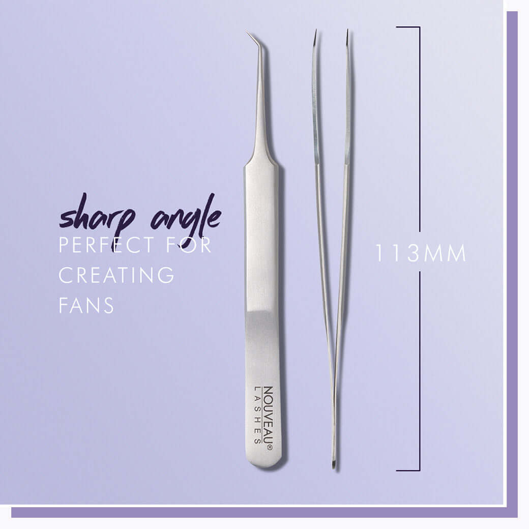 Pinzette Volumewinkel Pinzetten Diese Pinzette ist aus deutschem chirurgischem Edelstahl handgefertigt.Sie kann als isolierende Pinzette verwendet werden.InhaltEine Pinzette Nouveau Lashes